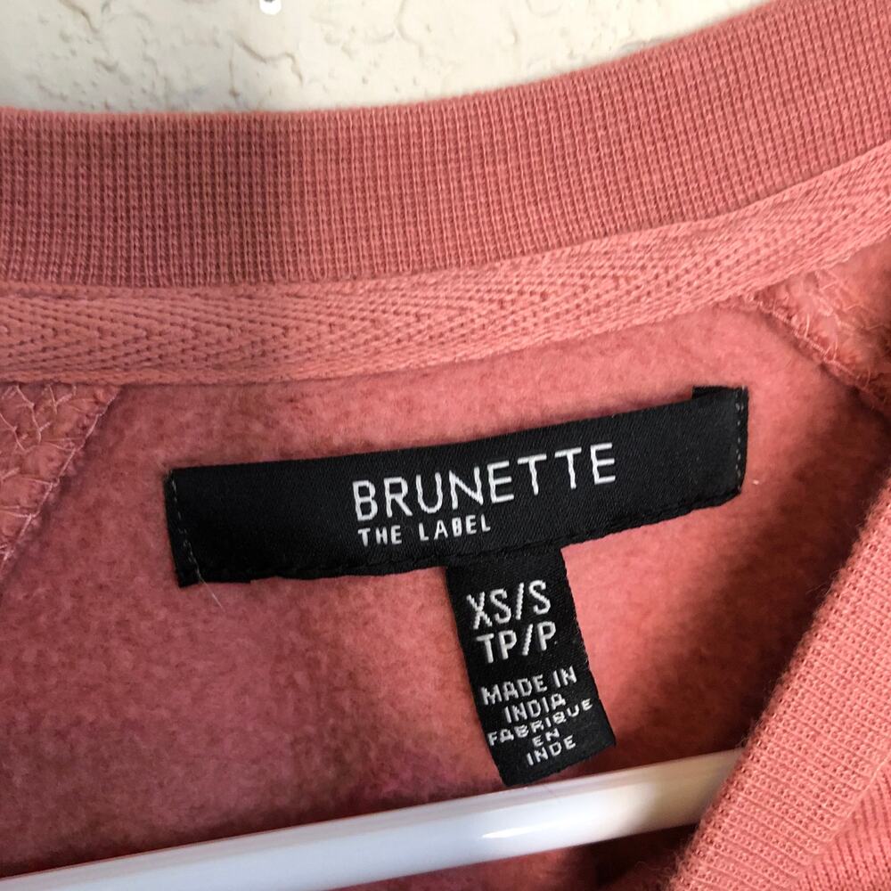 Brunette The Label Hey Babe Raw Hem Sweatshirt Pink XS/S - Picture 4 of 5